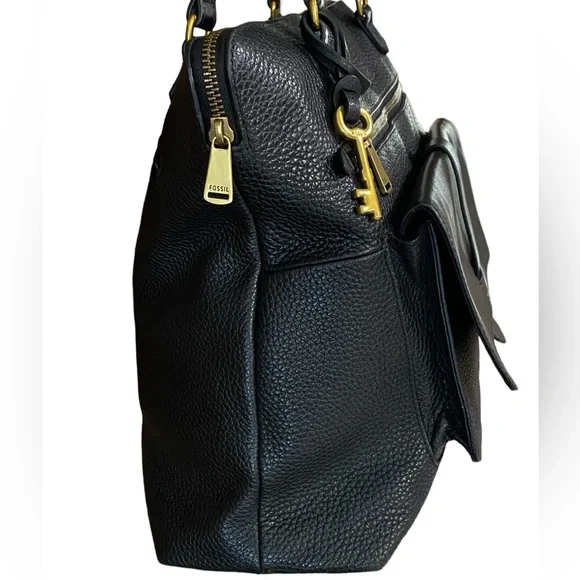 Fossil Kinley Cowhide Black Pebbled Leather Shopper Bag - Picture 4 of 16